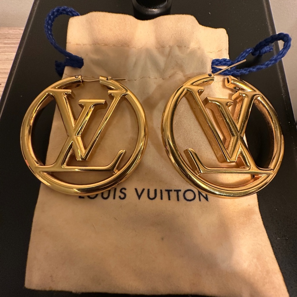 **Louis Vuitton Louise Hoop GM Earrings - Authentic & Lightly Used!**